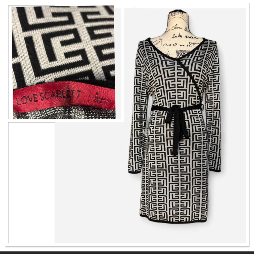 Love Scarlett Monochrome Geometric Midi Dress